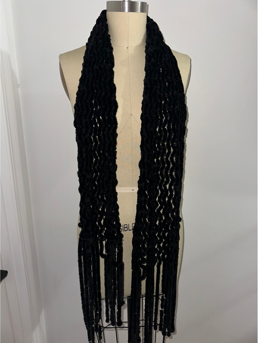 Black Open Soft Whimsygoth Goth Unique Fringe Women's Scarf